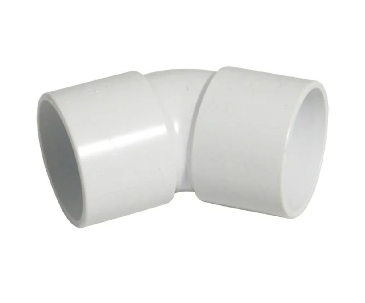 40MM SOLVENT WASTE 45 DEG BEND WHITE