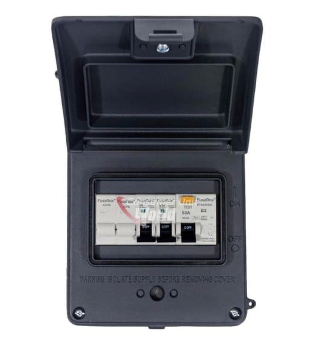 FUSEBOX A65GRAGY Grey IP65 Garage Consumer Unit