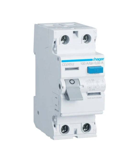 Hager 10Wy HI Int 100A Main Swtch+2x100A 30mA RCDs