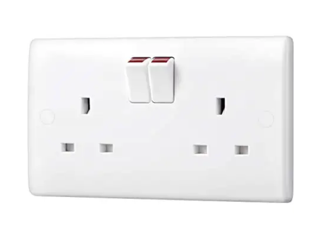 Slimline White 2G 13A DP Switched Socket