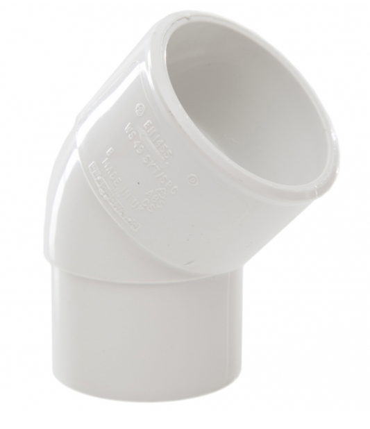 32MM SOLVENT WASTE SPIGOT 45 DEG WHITE