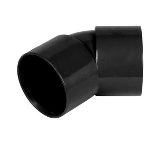 40MM SOLVENT WASTE 45 DEG BEND BLACK