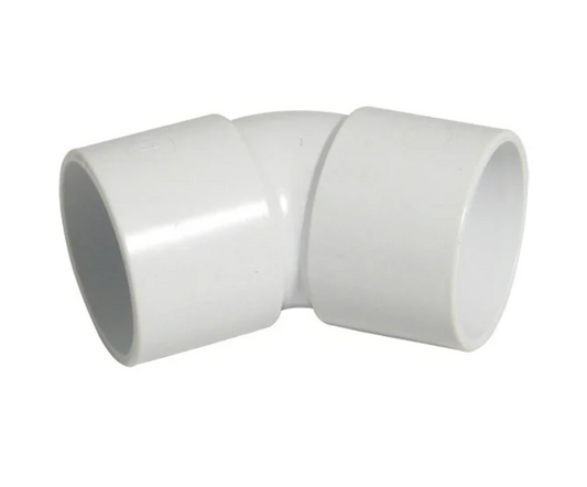 50MM SOLVENT WASTE 45 DEG BEND WHITE