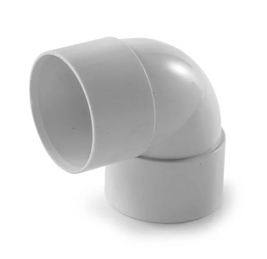 40MM SOLVENT WASTE 90 DEG BEND WHITE