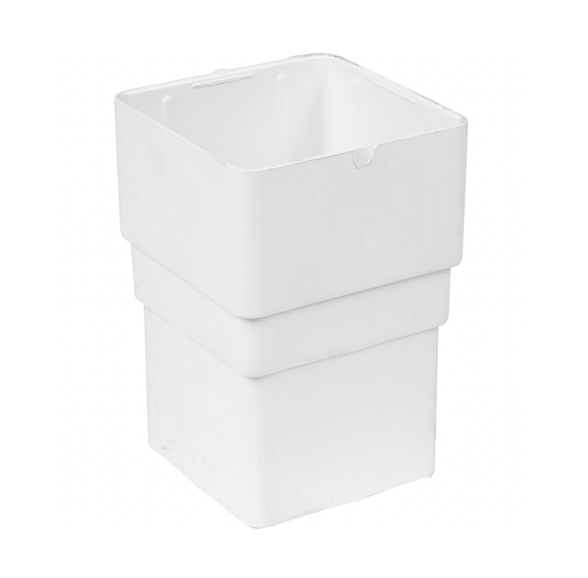65MM SQUARE DOWNPIPE SOCKET WHITE