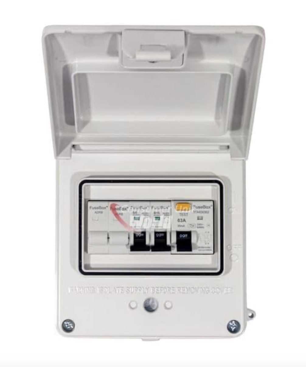 FUSEBOX A65GRAWH White IP65 Garage Consumer Unit