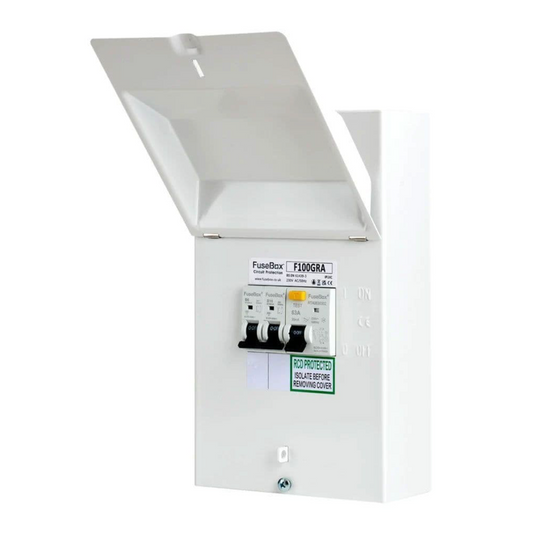 FuseBox F100GR 63A Type A RCD 2 Way Garage Cons Unit+MCBs