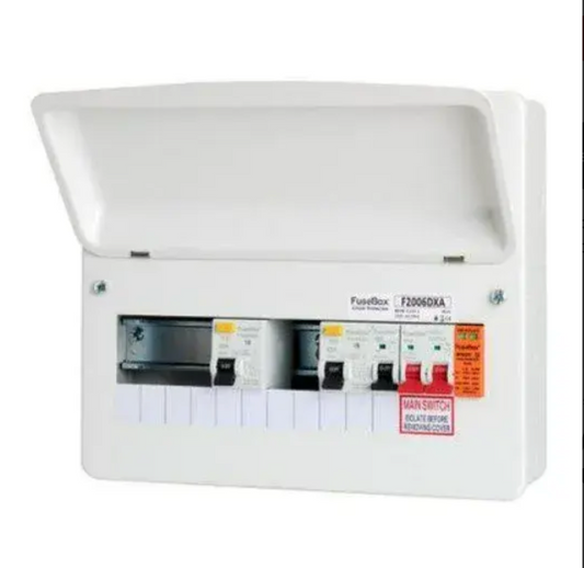 FUSEBOX F2006DXA 6Way Dual 80ARCD Consumer Unit+SP