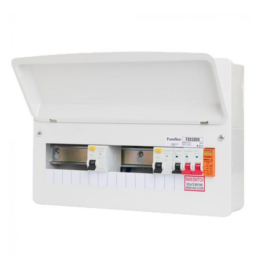 FUSEBOX F2010DX100 10Way Dual 100A TypeA RCD Consumer Unit+SP