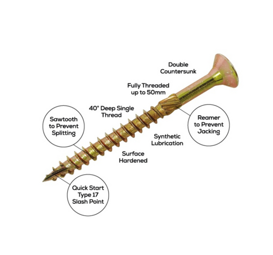 Spectre Woodscrew 5.0x60mm Box 100 Yellow Zinc