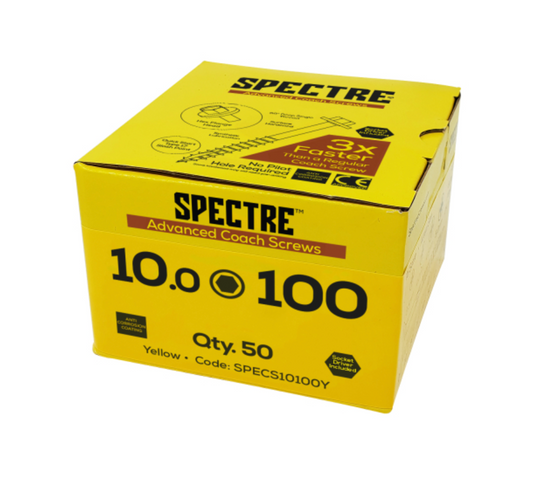 Spectre Coach Screw M6.0x100 Box:100 Yellow Zinc
