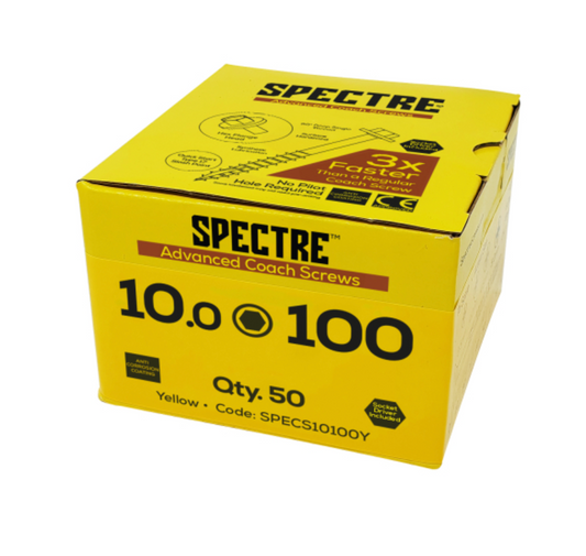 Spectre Coach Screw M8.0x80 Box:50 Yellow Zinc