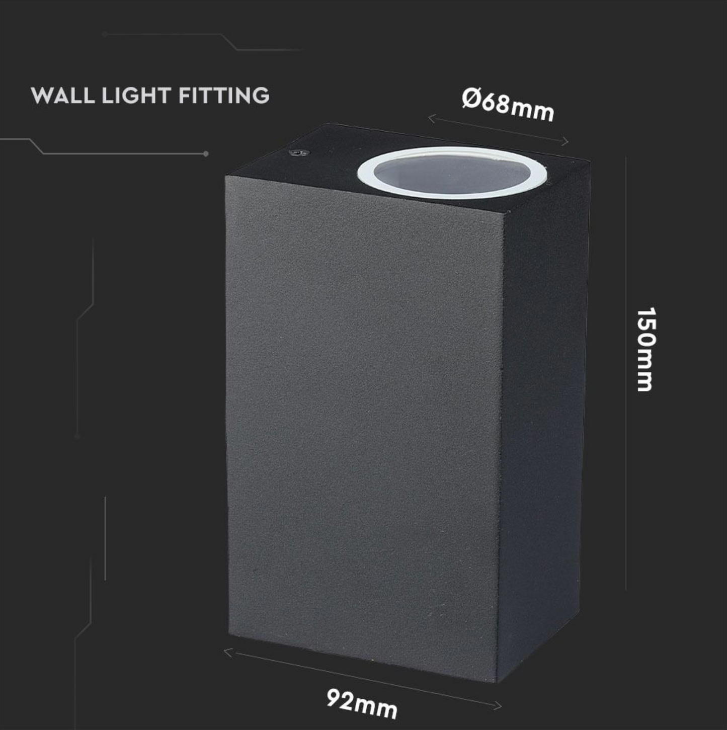 VT-7652 SLEEK GU10 (ALUMINIUM) SQUARE-BLACK 2 WAY