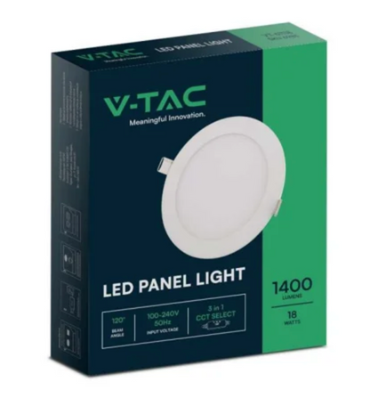 VT61118 18W LED Mini Panel 3 in 1 Round CCT